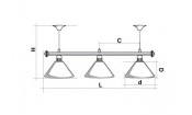 Лампа STARTBILLIARDS 3 пл. (плафоны антик медь,штанга хром,фурнитура золото)